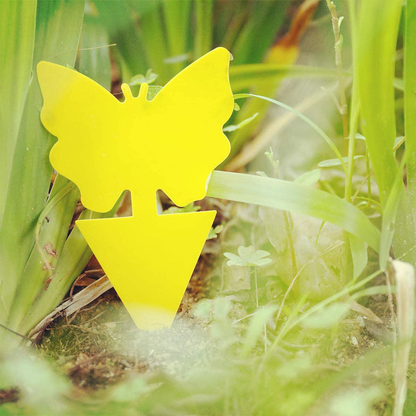 Gideal 12-Pack Dual-Sided Yellow Sticky Traps for Indoor/Outdoor Use, Gnat Trap for Flying Plant Insect Such as Fungus Gnats, Whiteflies, Aphids, Fruit Fly, Leafminers, etc - Garden Butterfly Shape