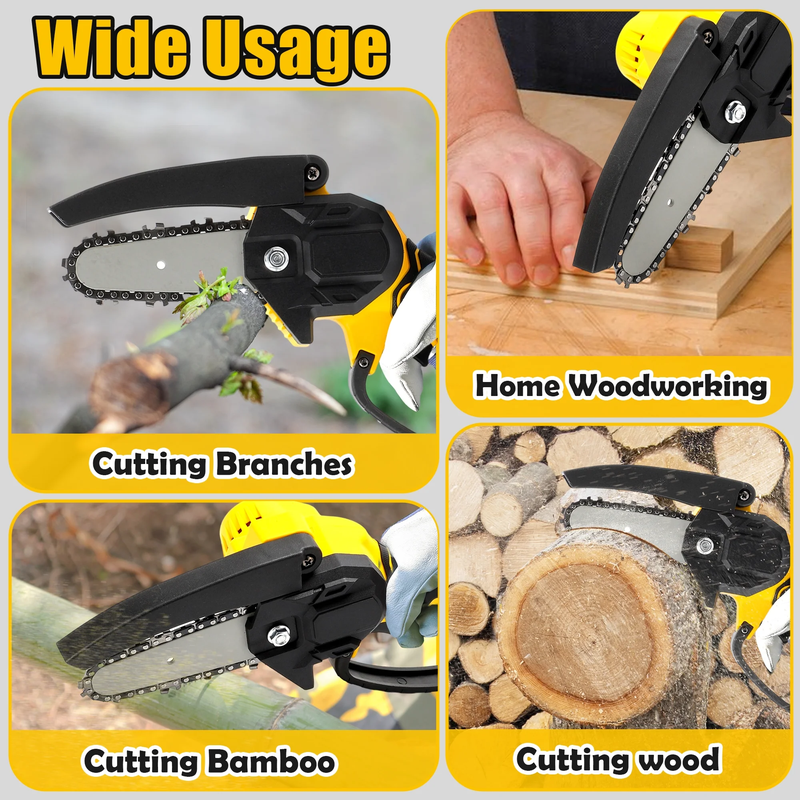 4 Inch Mini Chainsaw with 2 Batteries, Portable Cordless Tree Trimming