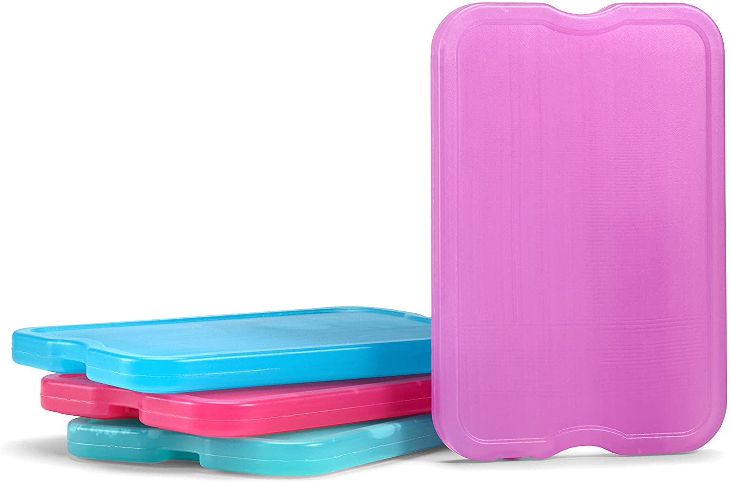 Fit + Fresh XL Cool Coolers Freezer Slim Ice Pack for Lunch Box, Coolers, Beach Bags and Picnic Baskets, Multi-Colored, 4 pack