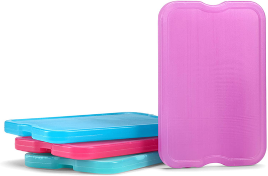 Fit + Fresh XL Cool Coolers Freezer Slim Ice Pack for Lunch Box, Coolers, Beach Bags and Picnic Baskets, Multi-Colored, 4 pack