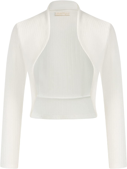 Belle Poque Women's Vintage Cropped Shrug Open Front Long Sleeve Ruffled Bolero Cardigan…