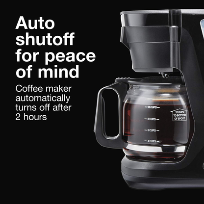 Proctor Silex FrontFill Compact 12 Cup Programmable Coffee Maker, Glass Carafe, Black (43685PS)