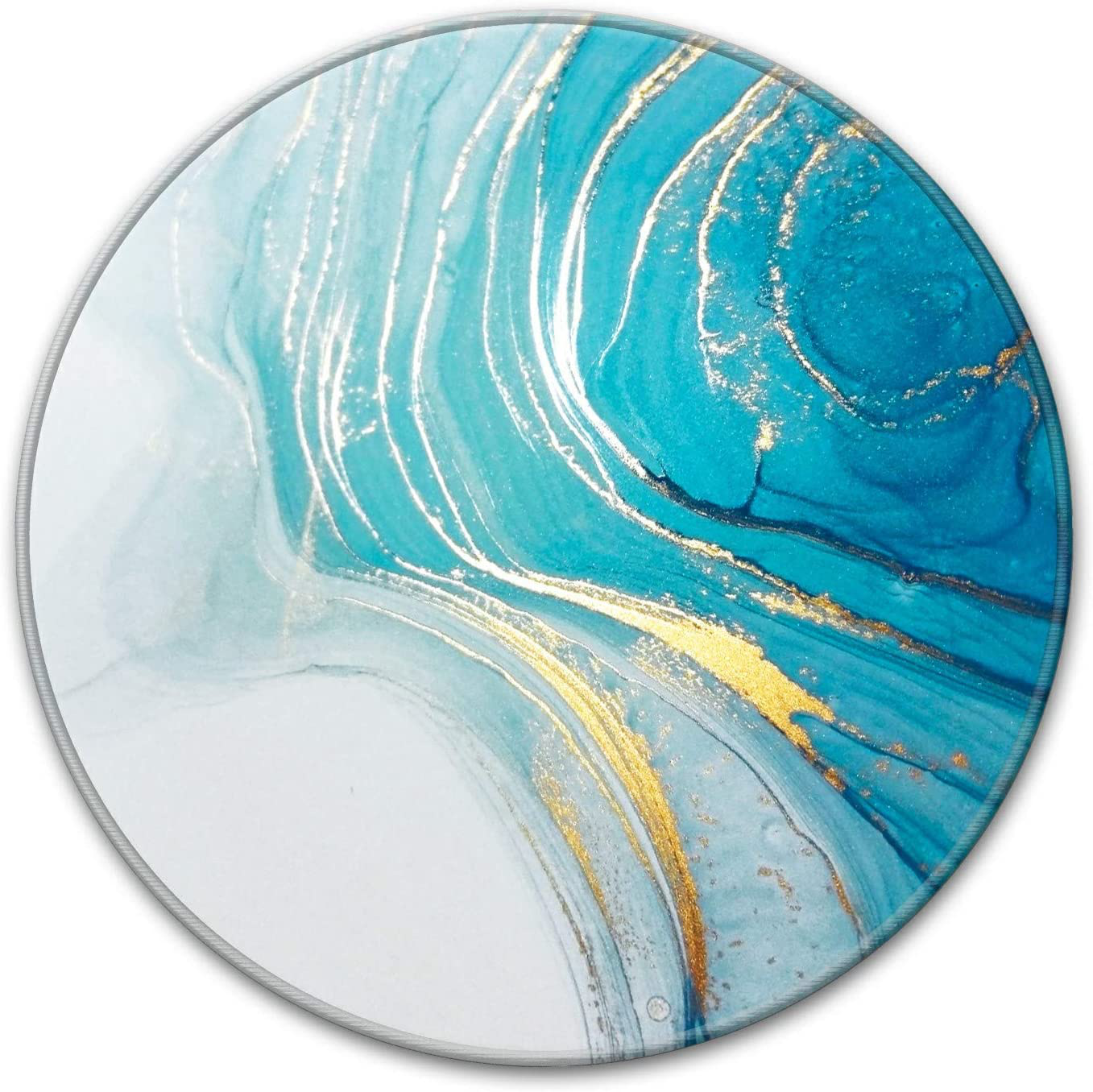 HOPONY Mouse Pad with Stitched Edge, Premium-Textured Mouse Mat with Waterproof Non-Slip Rubber Base, Cute Round Mousepad for Laptop Computer Office Desk Accessories,7.9 x 7.9 inch, Blue Marble