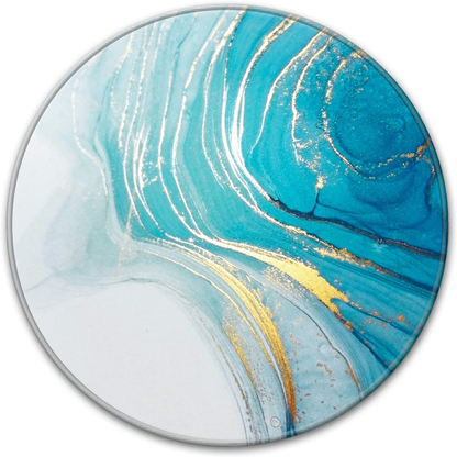 HOPONY Mouse Pad with Stitched Edge, Premium-Textured Mouse Mat with Waterproof Non-Slip Rubber Base, Cute Round Mousepad for Laptop Computer Office Desk Accessories,7.9 x 7.9 inch, Blue Marble