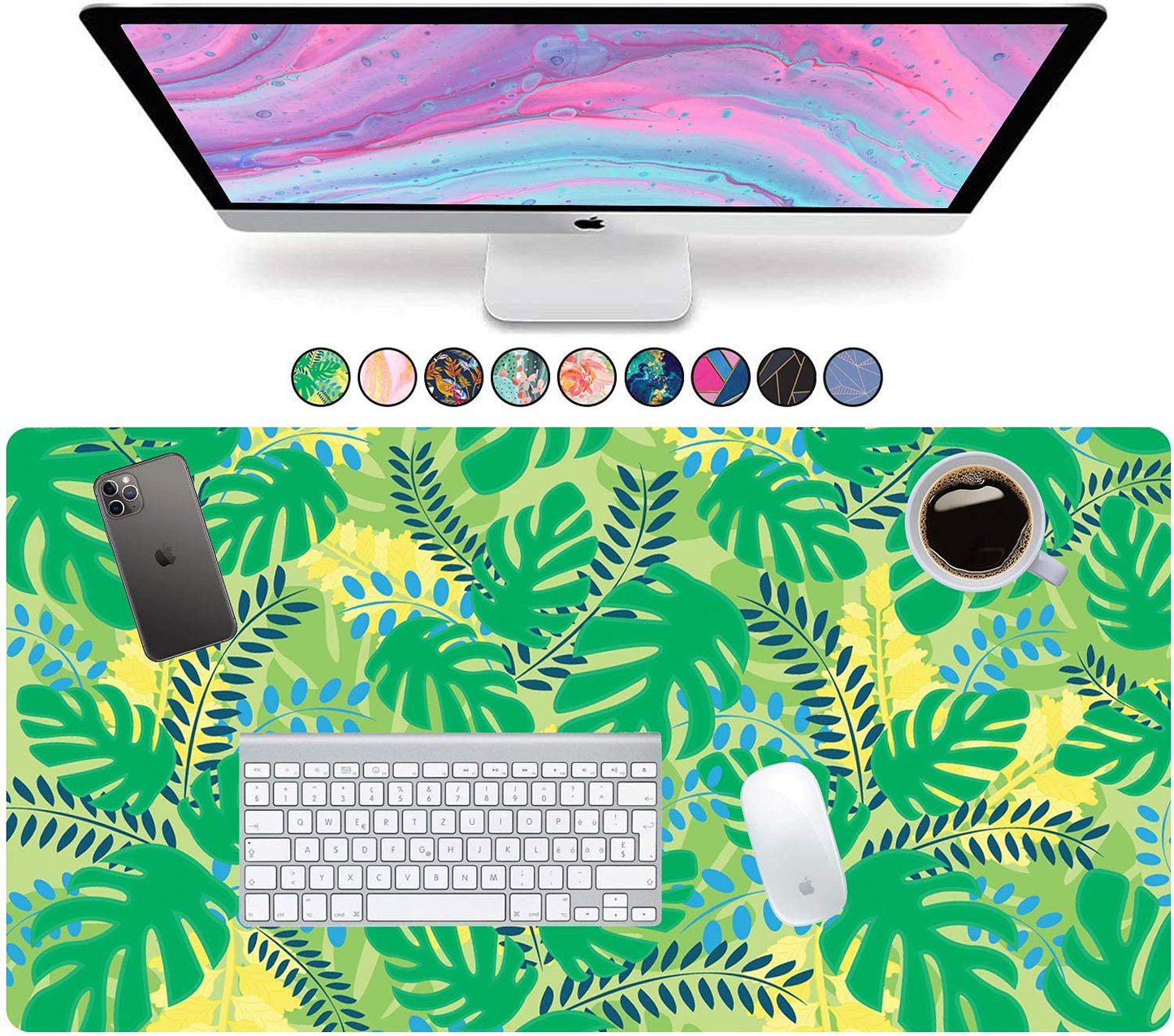 French Koko Large Mouse Pad, Desk Mat, Keyboard Pad, Desktop Home Office School Essentials College Cute Decor Big Extended Laptop Protector Computer Accessories Pretty Mousepad Women Girls XL