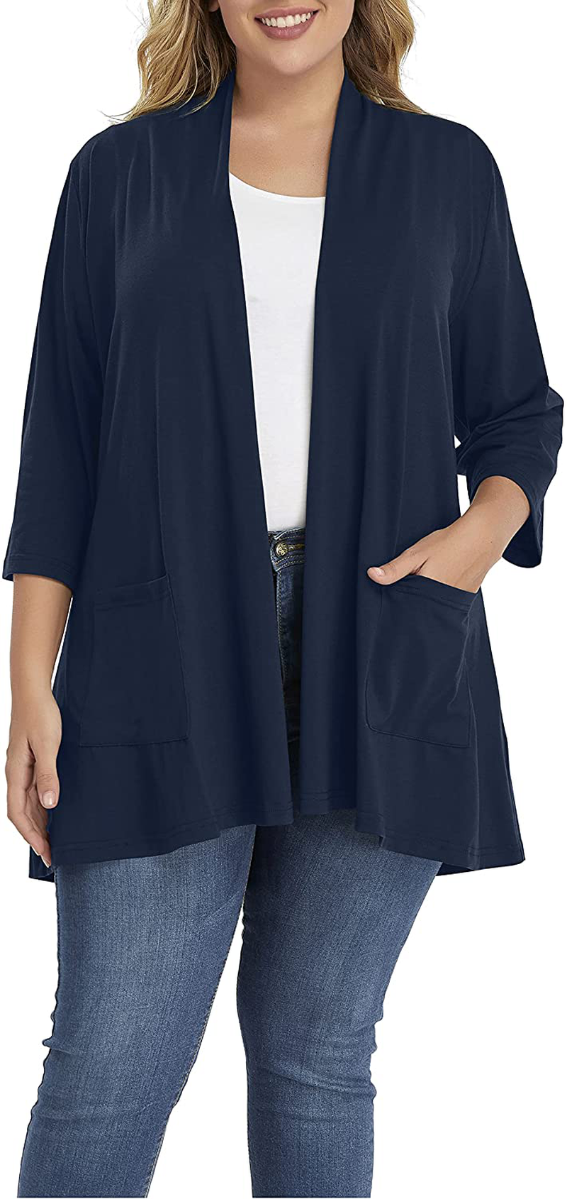 Shiaili Long Plus Size Cardigans for Women Easy to Wear Open Front Clothing