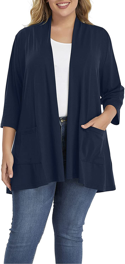 Shiaili Long Plus Size Cardigans for Women Easy to Wear Open Front Clothing