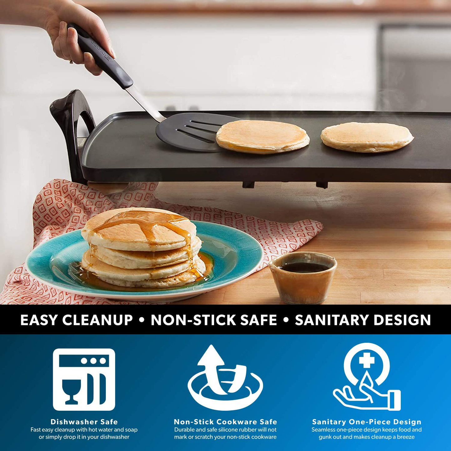 Di Oro Chef Series 3-Piece Silicone Turner Spatula Set - 600F Heat-Resistant Flexible Rubber Silicone Spatulas - Silicone Cooking Utensil Set - Egg Turners, Pancake Flippers, Kitchen Spatulas