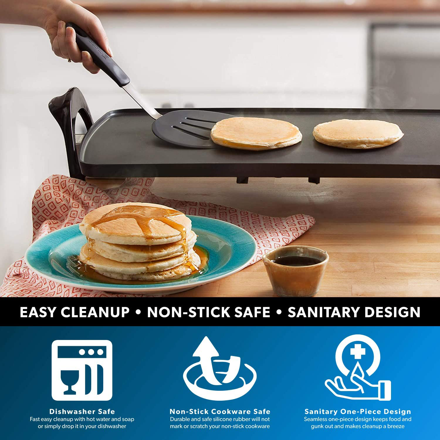 Di Oro Chef Series 3-Piece Silicone Turner Spatula Set - 600F Heat-Resistant Flexible Rubber Silicone Spatulas - Silicone Cooking Utensil Set - Egg Turners, Pancake Flippers, Kitchen Spatulas