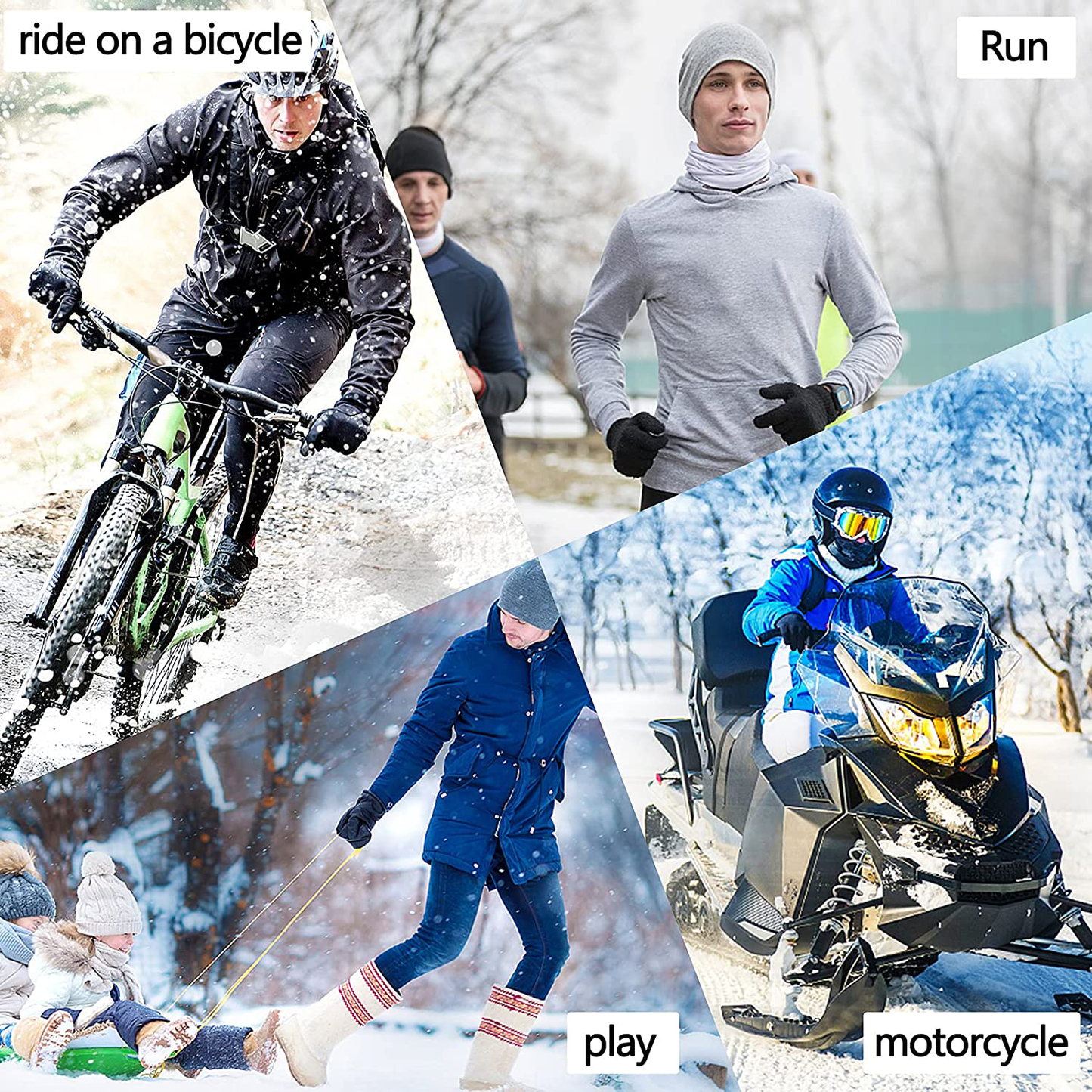 Thermal Black Warm Gloves for Men Women Waterproof Touchscreen Non-Slip Gloves