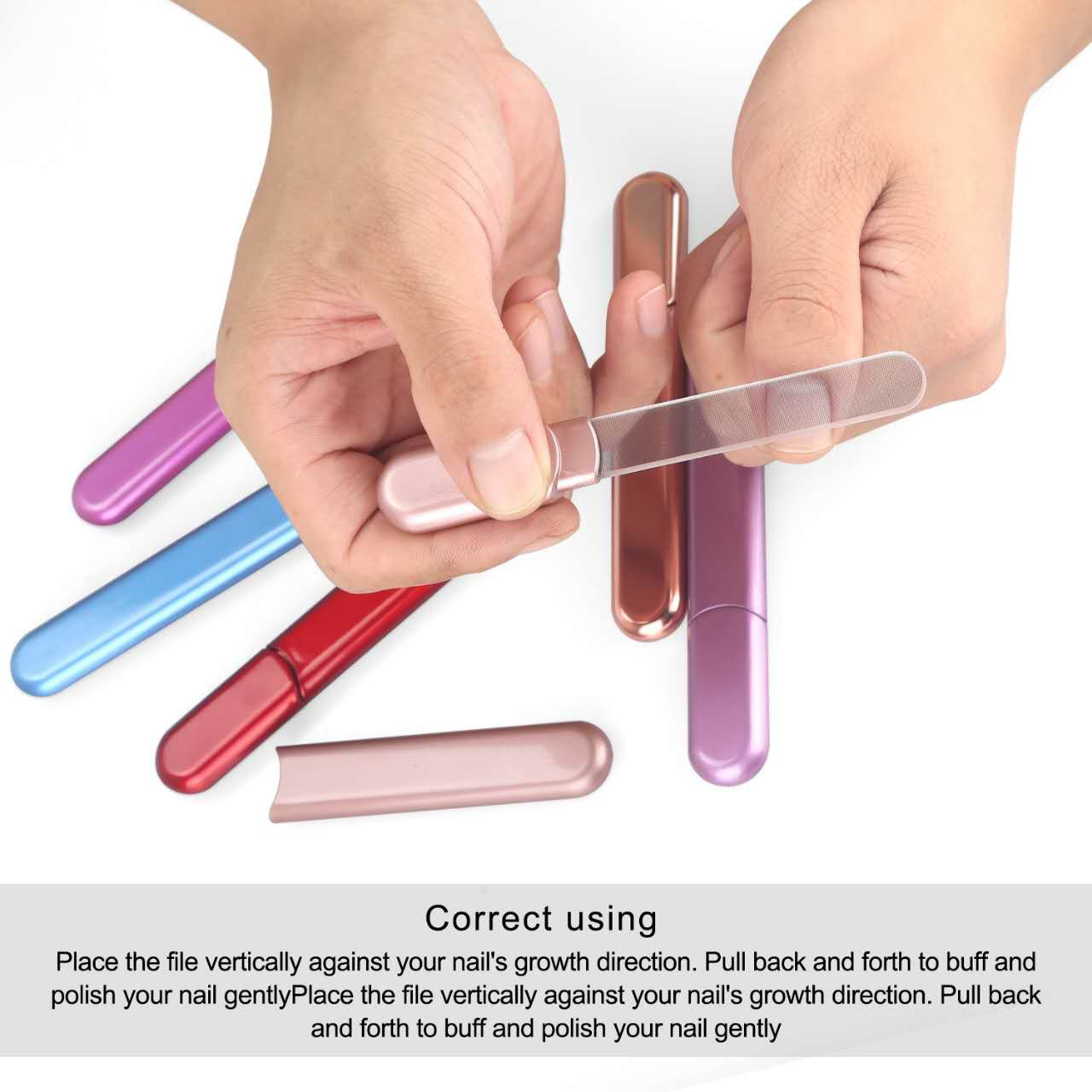 Premium Glass Nail File With Case, Crystal Diamond Salon Best Beauty Nail Buffer
