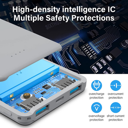5000mAh Portable Power Bank with Dual Output Ports & LED Status Indicators