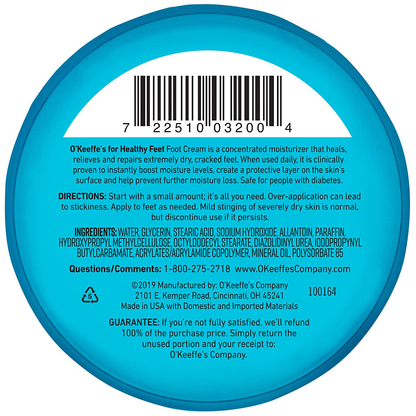 O'Keeffe's K0320001-6 Healthy Feet Foot Cream in Jar (6 Pack), 3.2 oz, white