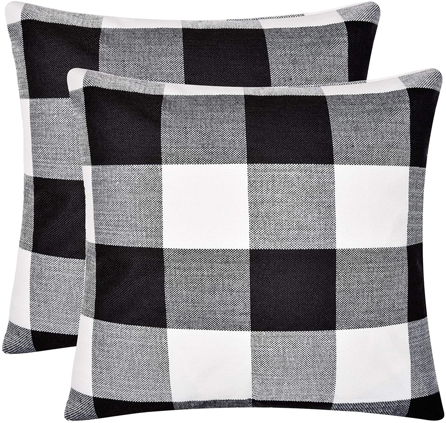 Set of 2 Lumbar Throw Pillow Covers Farmhouse Classic Retro Checkers Plaids Cotton Linen Decorative Square Pillowcase Cushion Cover for Sofa Bedroom Car