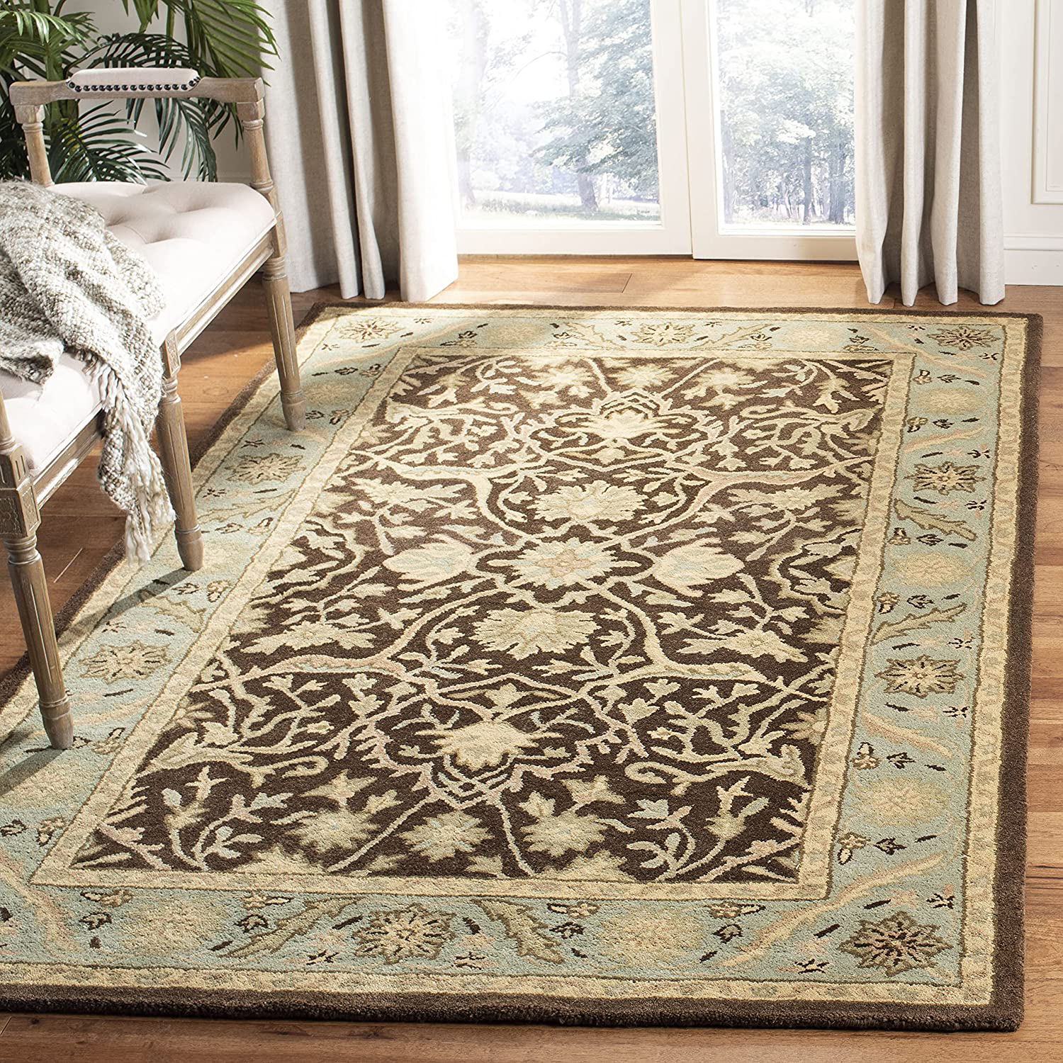 Safavieh Antiquity Collection AT14F Handmade Traditional Oriental Premium Wool Area Rug, 3' x 5', Brown / Green