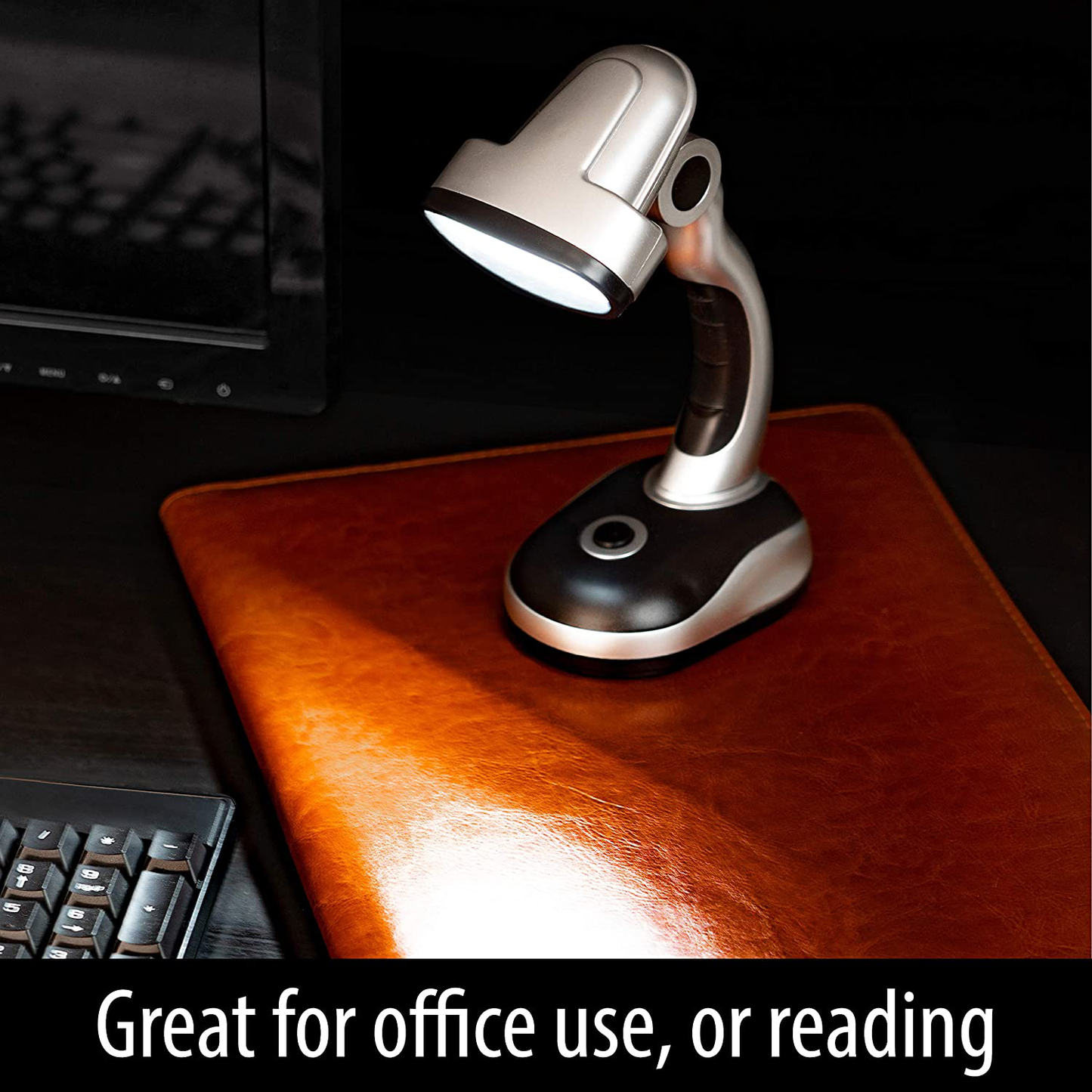 Mitaki-Japan ELDSKLT Lights 12-Bulb Led Desk Lamp, 7-7/8" x 3" x 4-1/4", Silver/Black