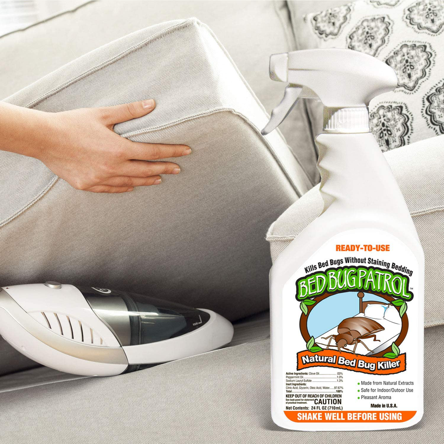 Bed Bug Patrol Bed Bug Killer 1 Gallon, 100% Environmentally Friendly, Family & Pet Safe Bed Bug Killer Formula. Guaranteed.