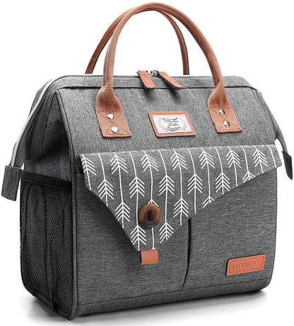 Lekesky Insulated Lunch Bag for Women Lunch Box Leakproof Reusable Cooler Bag for Adult Outdoor Work, Grey