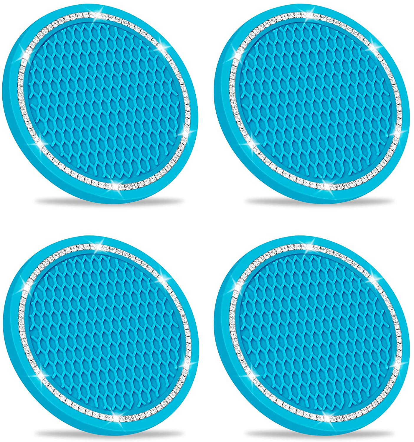 Bling Car Coaster, SHANSHUI 6 Pack Universal Vehicle Cup Holders for Car Cute Silicone Anti-Slip Insert Coaster Crystal Rhinestone Interior Accessories Suitable for Most Cars (Black/ 6Pcs)