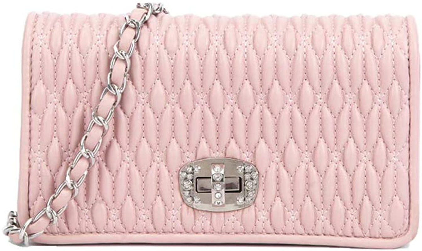 Women's Quilted Purses and Handbags Genuine Leather Quilted Chain Purse Shoulder Bag Small Crossbody Bag Purse