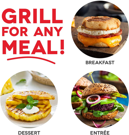 Dash Mini Maker Portable Grill Machine + Panini Press for Gourmet Burgers, Sandwiches, Chicken + Other On the Go Breakfast, Lunch, or Snacks with Recipe Guide - Red