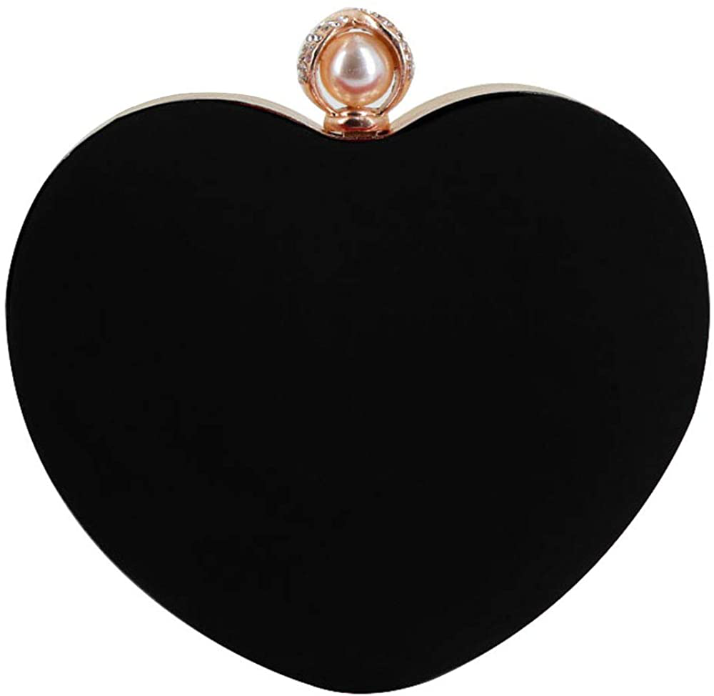 Mini Handbag Heart Shape Clutch Purse Velvet Shoulder Bag Evening Tote Chain Purse