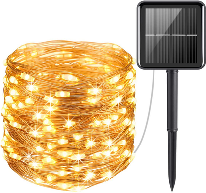 AMIR Upgraded Solar Powered String Lights, Mini 100 LED Copper Wire Lights, Fairy Lights, Indoor Outdoor Waterproof Solar Decoration Lights for Gardens, Home, Party, Halloween, Christmas (Warm White)