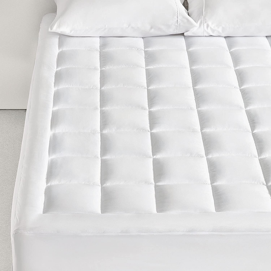 SONIVE Quilted Mattress Pad Soft Fluffy Pillow Top Mattress Cover Down Alternative Fill Topper Streches up to 21 Inches Deep Pocket (White, Twin)