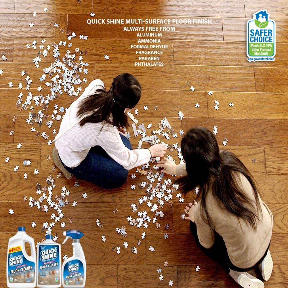 Quick Shine Multi-Surface Luxury Tile Vinyl Floor Cleaner, 64 Fl. Oz, Naturally Powered by Baking Soda for Easy Streak-Free Zero-Residue Cleaning, 64 Fl Oz