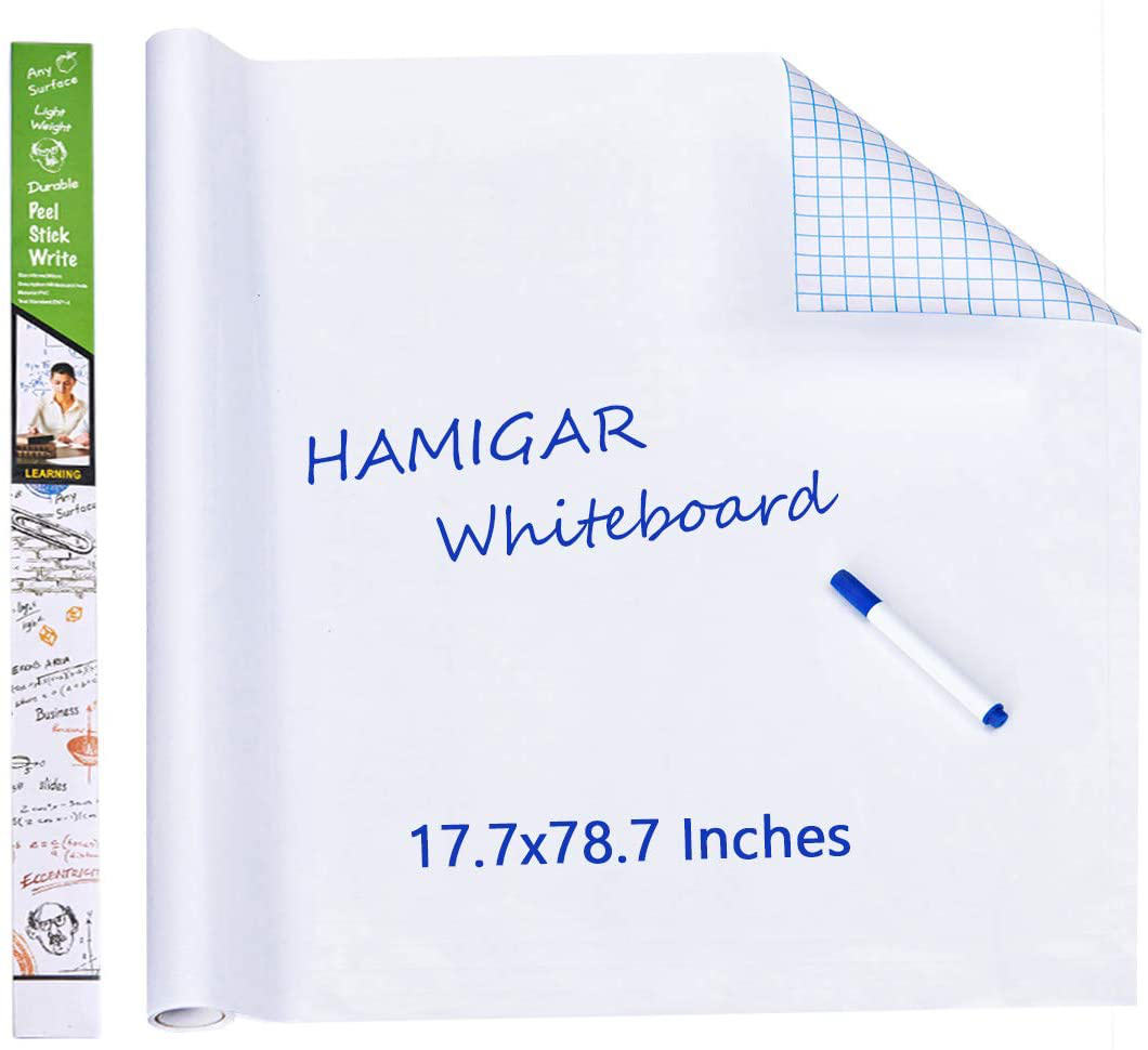 Dry Erase Board Sticker for Wall Whiteboard Sticker Peel and Stick Office Board Stick on Whiteboard Self Stick Removable Wallpaper Homeworking Office Home Fridge 17.5x78.7 Inches (45x200cm)