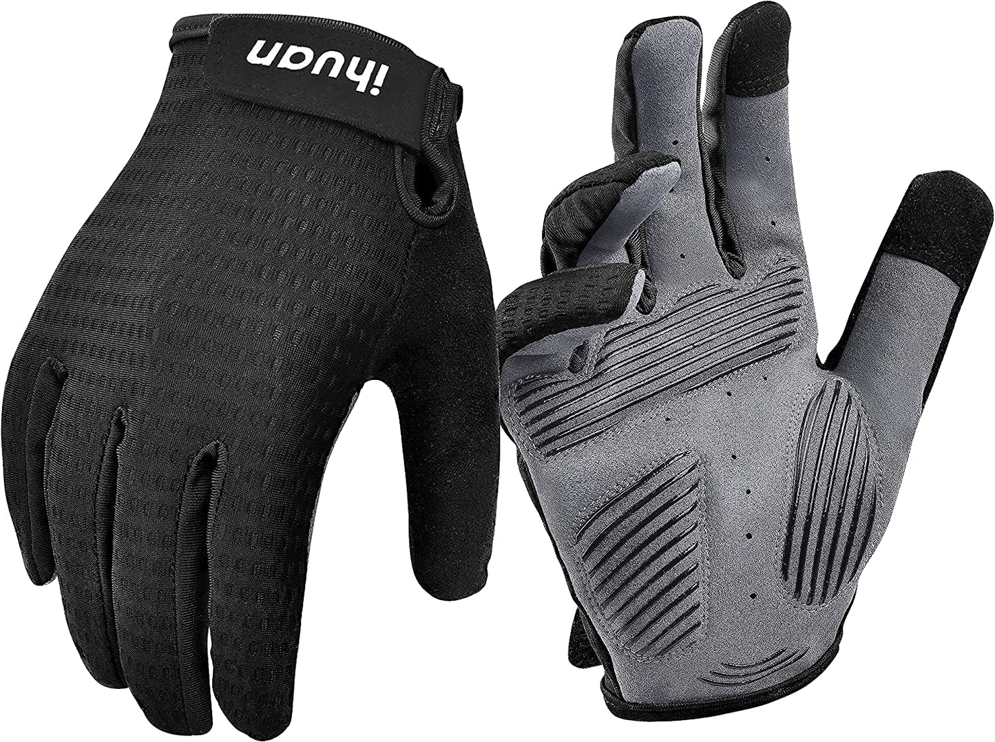 ihuan Ventilated Weight Lifting Gym Workout Gloves Full Finger with Wrist Wrap Support for Men & Women, Full Palm Protection, for Weightlifting, Training, Fitness, Hanging, Pull ups