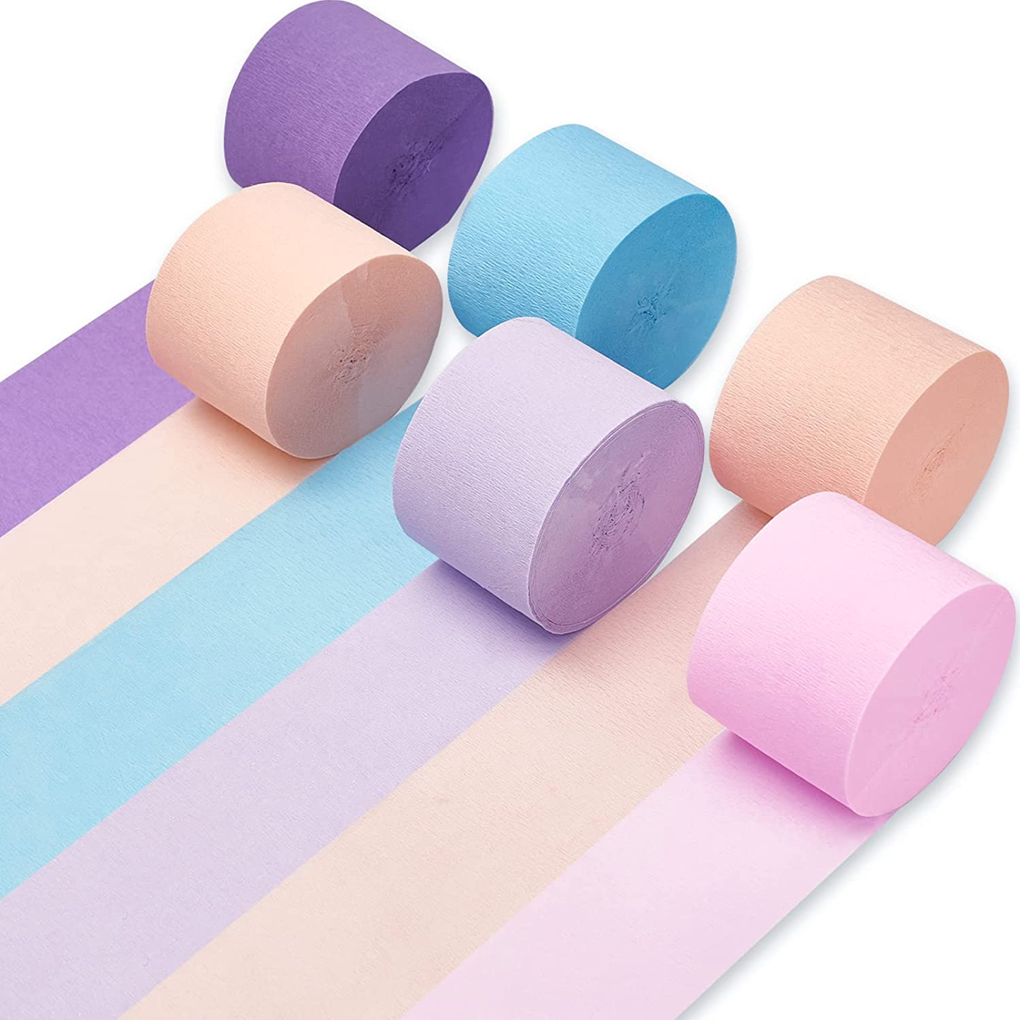 6 Pack Crepe Paper Streamers - 492ft (1.8 Inch x 82 Ft/Roll)