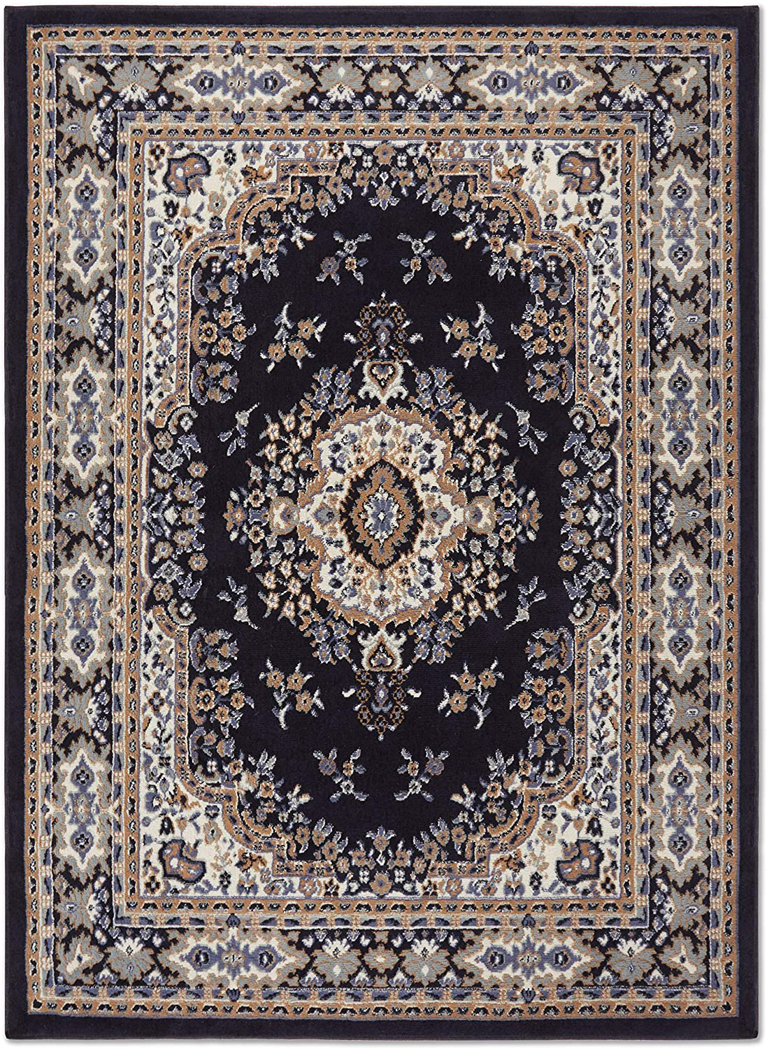 Home Dynamix Premium Sakarya Traditional Medallion Border Area Rug, Gray, 5'2"x7'4" Rectangle