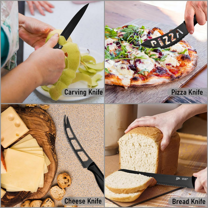 15-Piece Kitchen Knife Set - High Carbon Stainless Steel, Non-Stick Coating, Rust-Resistant, Ergonomic Handles