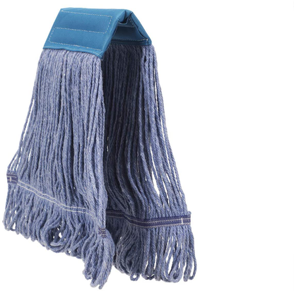 Yocada Looped-End String Wet Mop Heavy Duty Cotton Mop Commercial Industrial Grade Iron Pole Jaw Clamp Floor Cleaning 52in Long