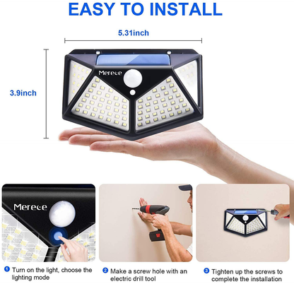 6 Pack Solar Outdoor Lights, 100LED/3 Modes 270° Lighting Angle Motion Sensor Security Lights