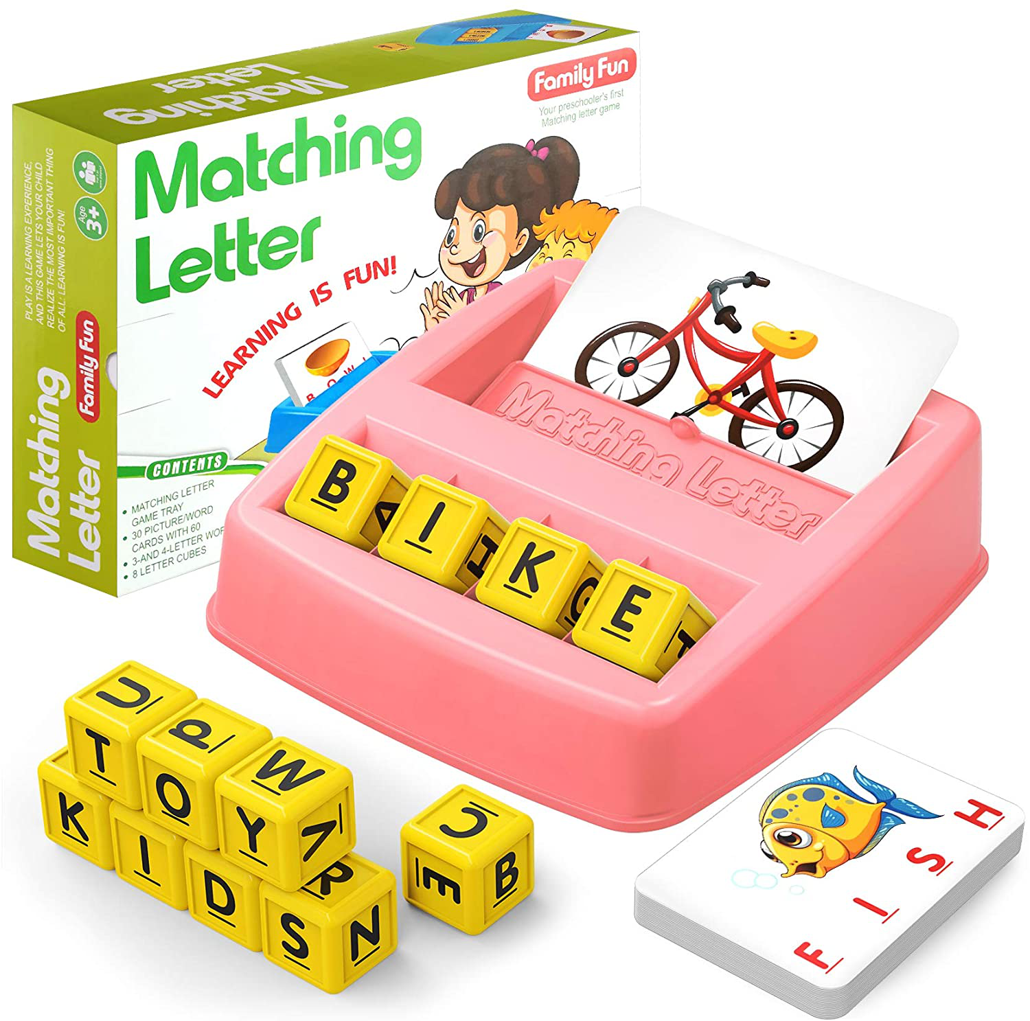 HahaGift Educational Toys for 3-5 Year Old Boy Girl Gifts, Matching Letter Learning Games Activities, Ideal Christmas Birthday Gift for Toddler Kids Age 2 3 4 5 Year Olds Boys Girls