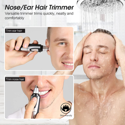 Ear and Nose Hair Trimmer Clipper - 2021 Professional Painless Eyebrow & Facial Hair Trimmer for Men Women, Battery-Operated Trimmer with IPX7 Waterproof, Dual Edge Blades for Easy Cleansing White