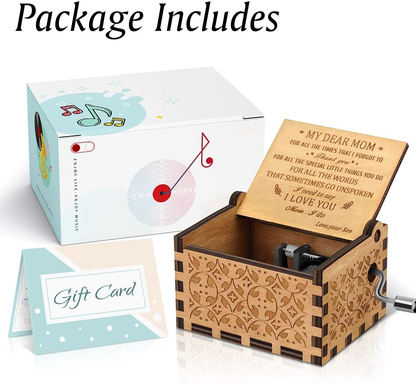 Engraved Music Box Hand Crank Musical Box