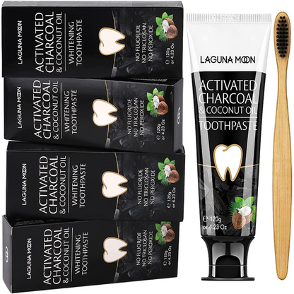 100% Natural Activated Charcoal & Coconut Oil Teeth Whitening Toothpaste