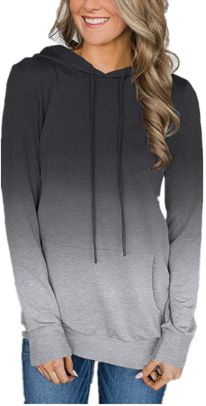 Barlver Women's Casual Hoodies Long Sleeve Sweatshirts Cowl Neck Drawstring Hooded Pullover Top with Pockets