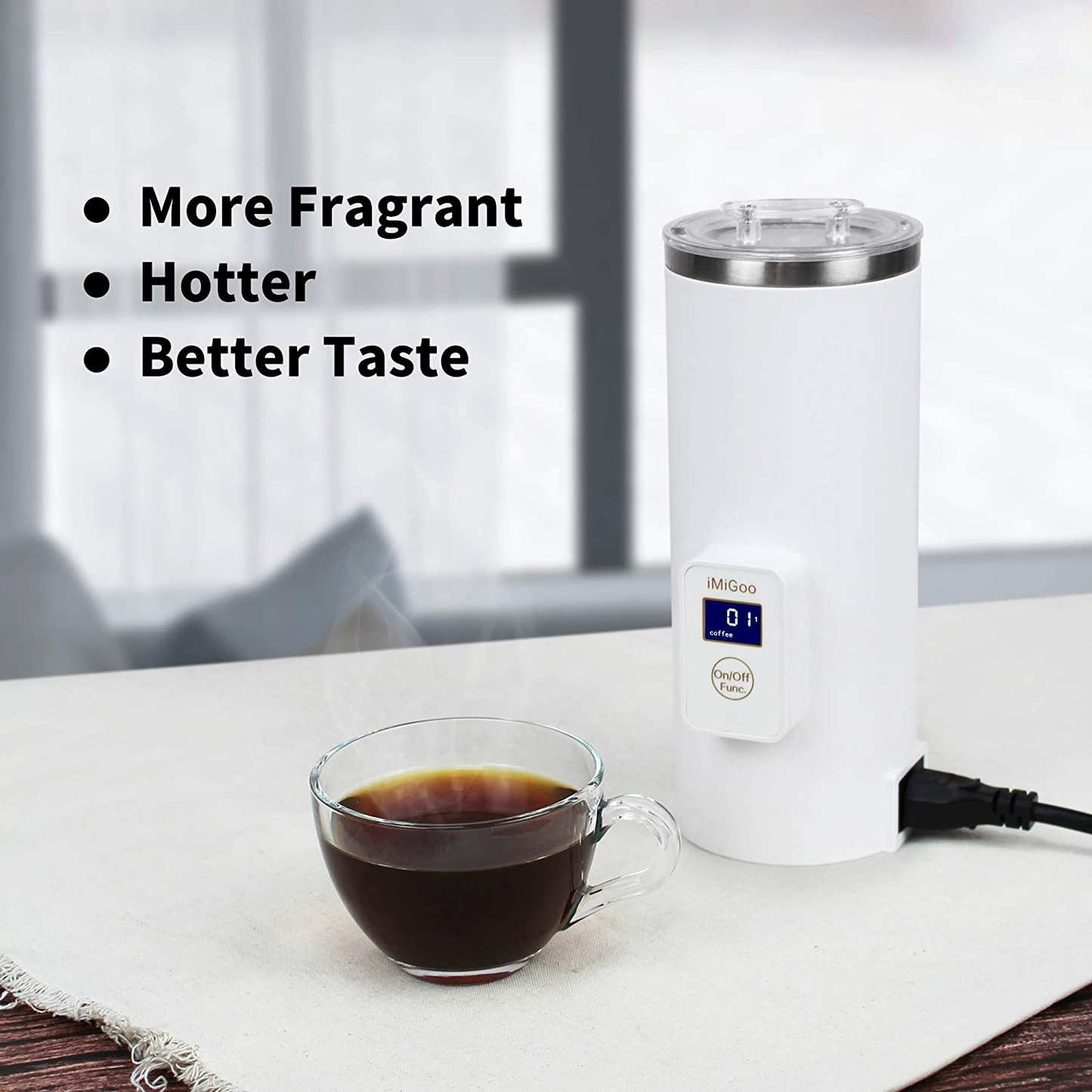 Portable Electric Coffee Maker Single Serve 8 Ounces (AC 110-120 Volts, white)