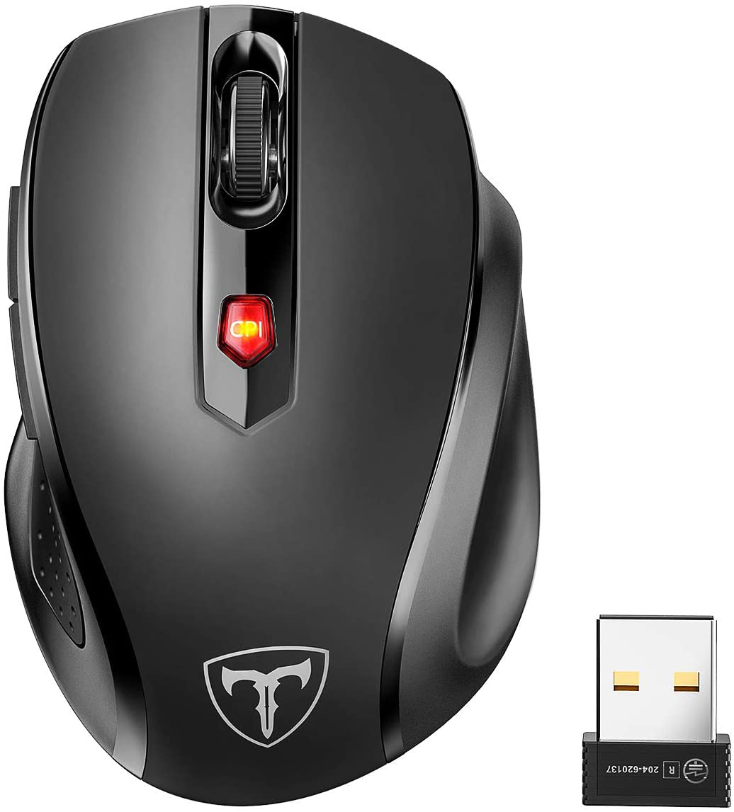 POLEYN Computer Mouse Wireless, Ergonomic Laptop Mouse 2.4G and 5 Adjustable Levels, 6 Button Cordless Mouse Wireless Mice for Windows Mac PC Notebook