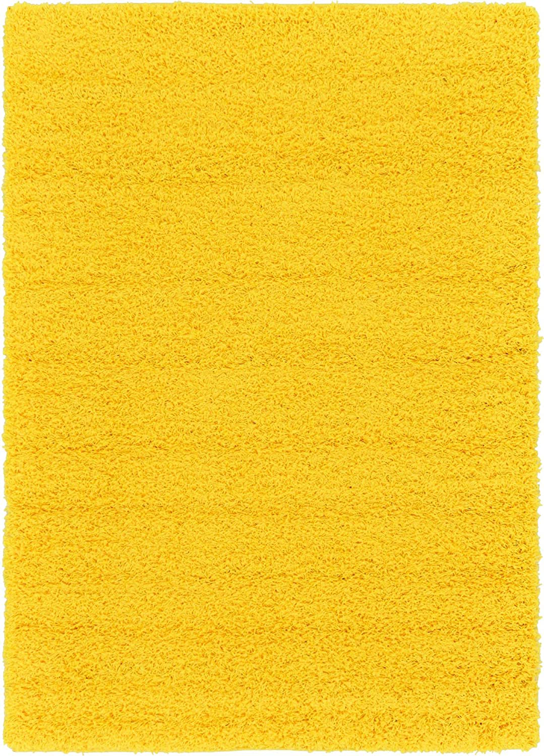 Unique Loom Solo Solid Shag Collection Area Modern Plush Rug Lush & Soft, 4' 0 x 6' 0, Tuscan Sun Yellow