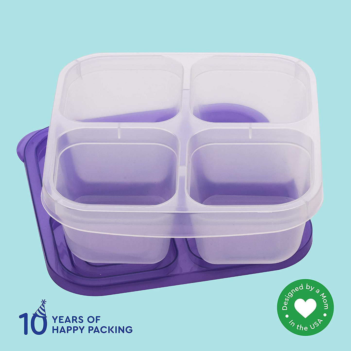 EasyLunchboxes - Bento Snack Boxes - Reusable 4-Compartment Food Containers for School, Work and Travel, Set of 4, Brights