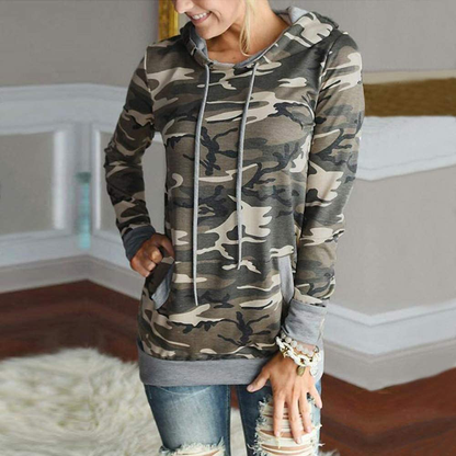 Barlver Women's Casual Hoodies Long Sleeve Sweatshirts Cowl Neck Drawstring Hooded Pullover Top with Pockets