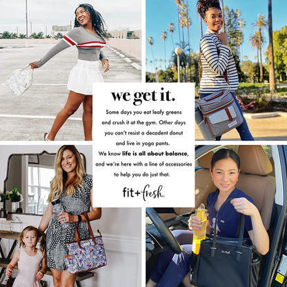 Fit + Fresh Westport Insulated Soft Liner Lunch Bag Kit, Classic Navy Dot
