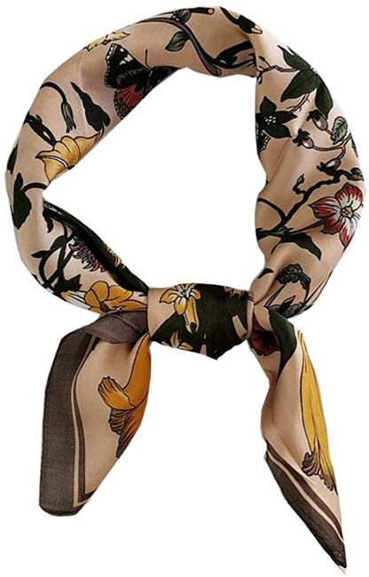 FONYVE Silk Feeling Scarf Medium Square Satin Head Scarf for Women 27.5 × 27.5 inches