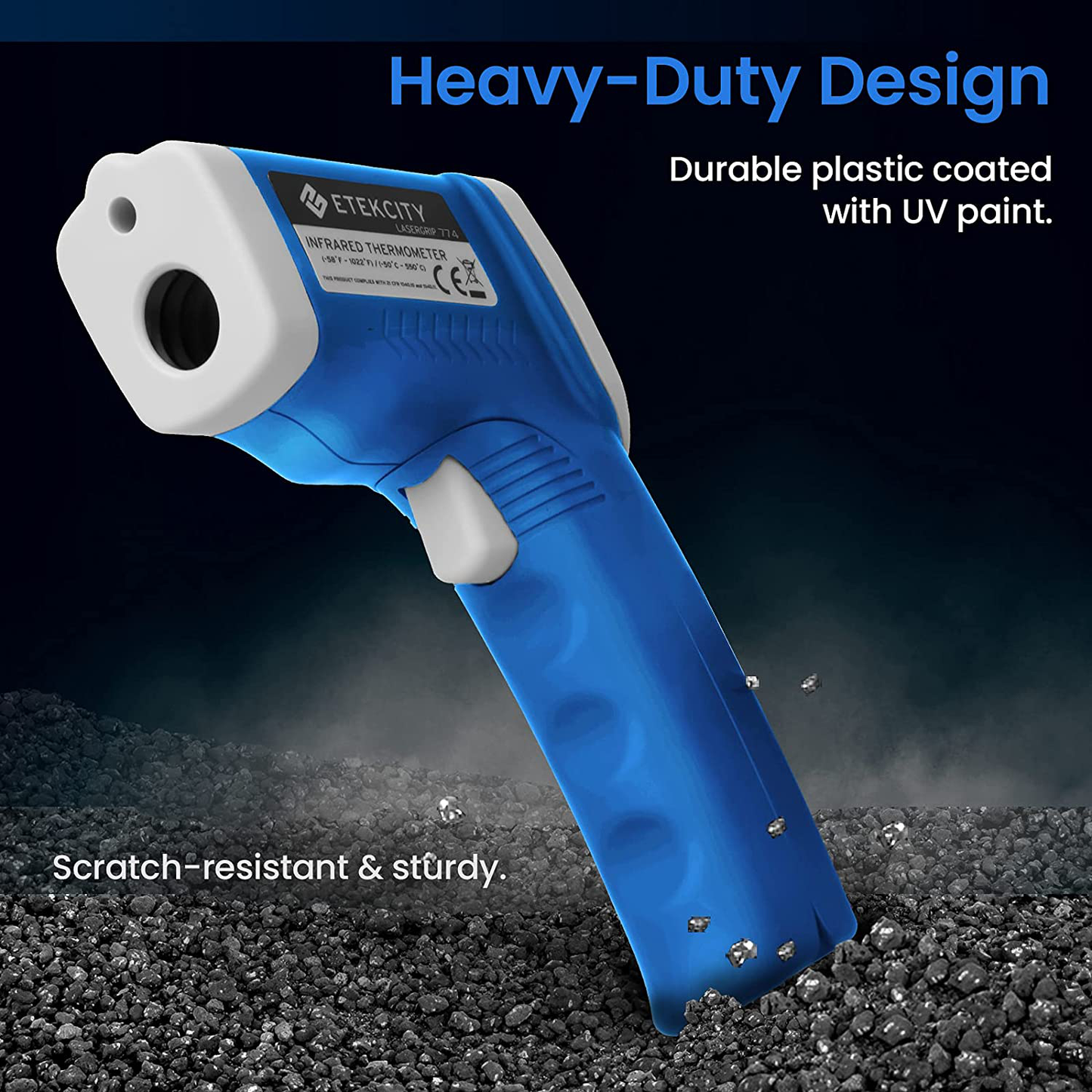 Etekcity Gun Non-contact-58°F ~1022°F (-50°C ~ 550°C) ith Adjustable Emissivity & Max Measure for Meat Refrigerator Pool Oven, Blue