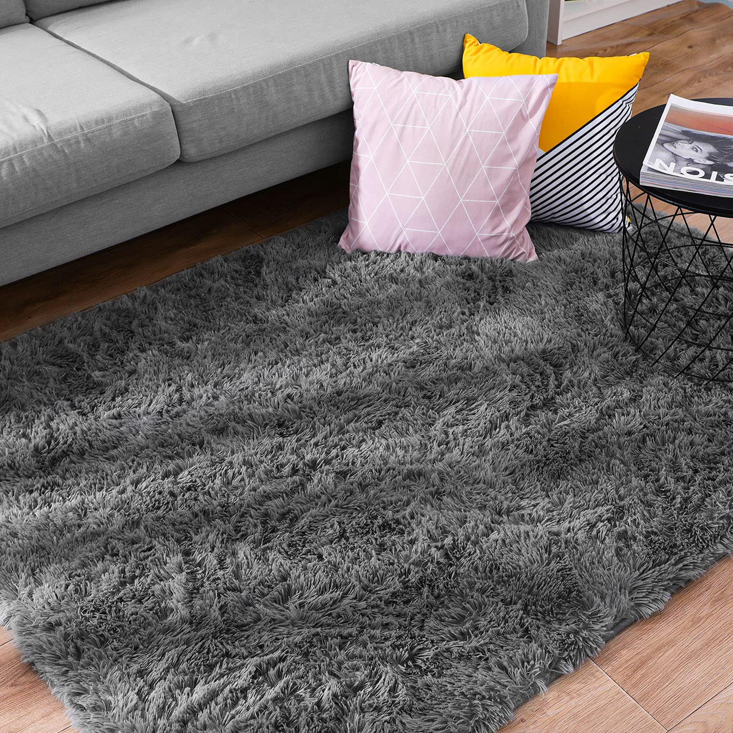 Ophanie Pink Rugs for Bedroom Girls, Kids Baby Shaggy Fluffy Cute Shag Fuzzy Soft Room Carpet, Plush Bedside Indoor Floor Area Rug for Teen Dorm Home Decor Aesthetic, Nursery, 4 x 5.3 Feet